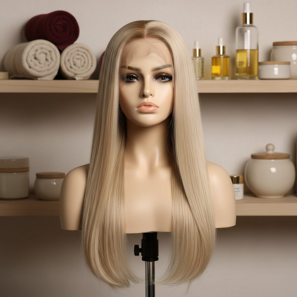 13x6 Long Straight Blonde Wig Product Shot