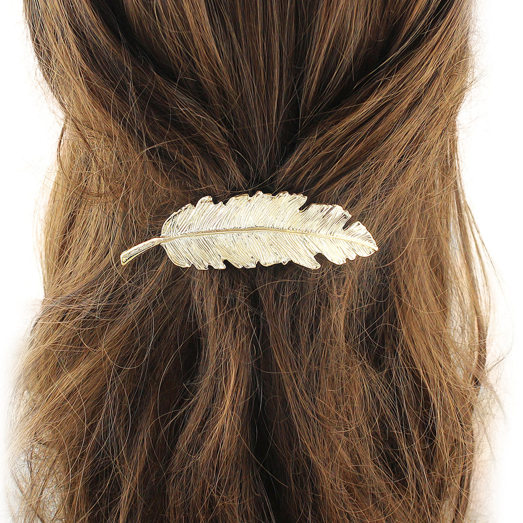 Luxe Feather Hair Clips - Gold & Silver