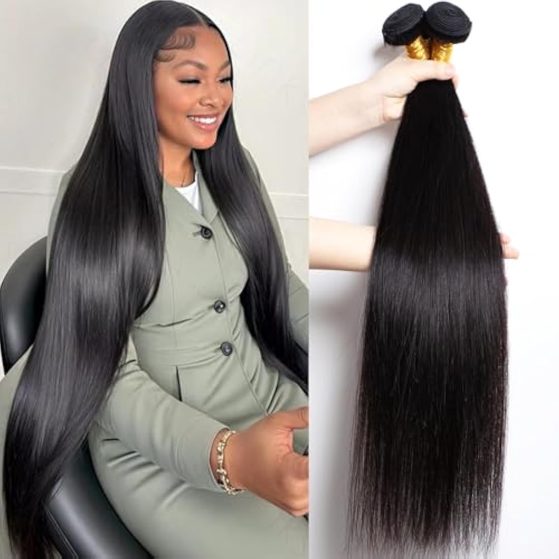 Straight Hair Bundle Set - Brazilian Virgin Human Hair 12A Grade