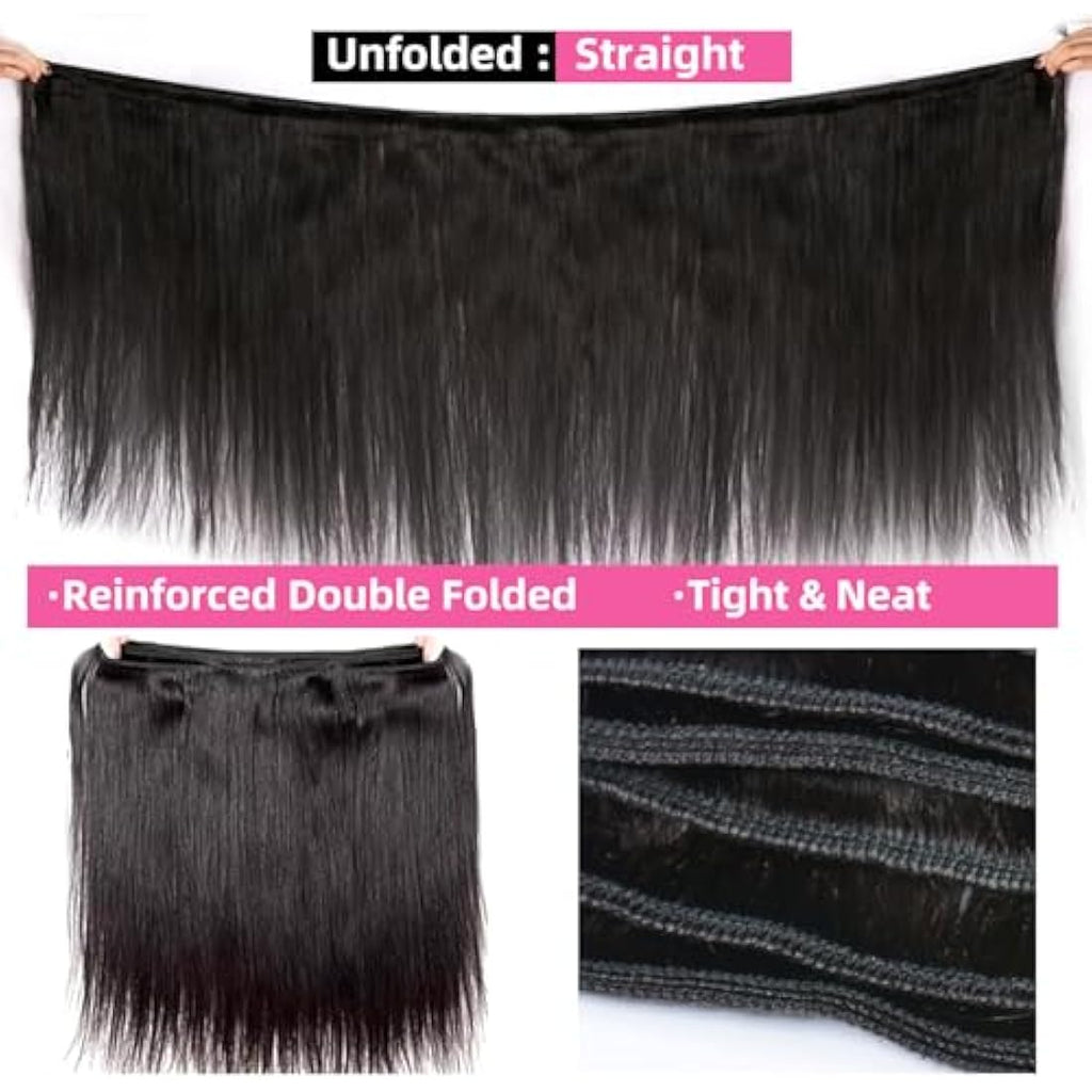 Straight Hair Bundle Set - Brazilian Virgin Human Hair 12A Grade