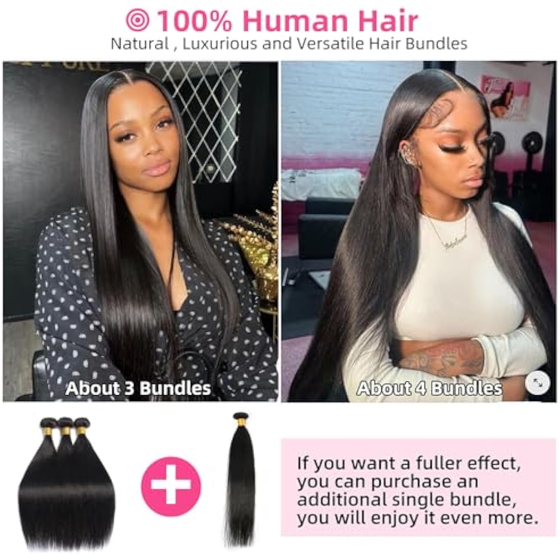 Straight Hair Bundle Set - Brazilian Virgin Human Hair 12A Grade