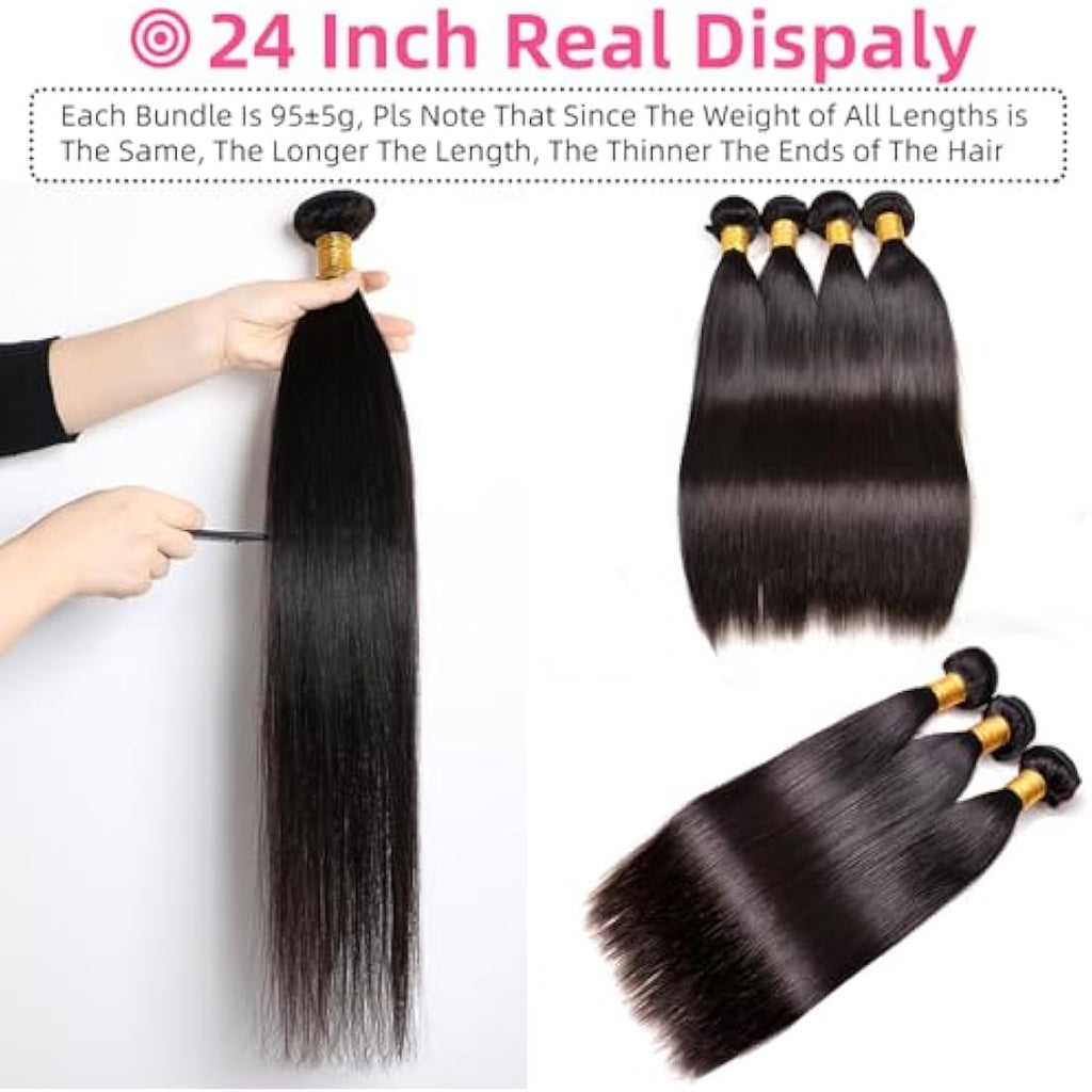 Straight Hair Bundle Set - Brazilian Virgin Human Hair 12A Grade
