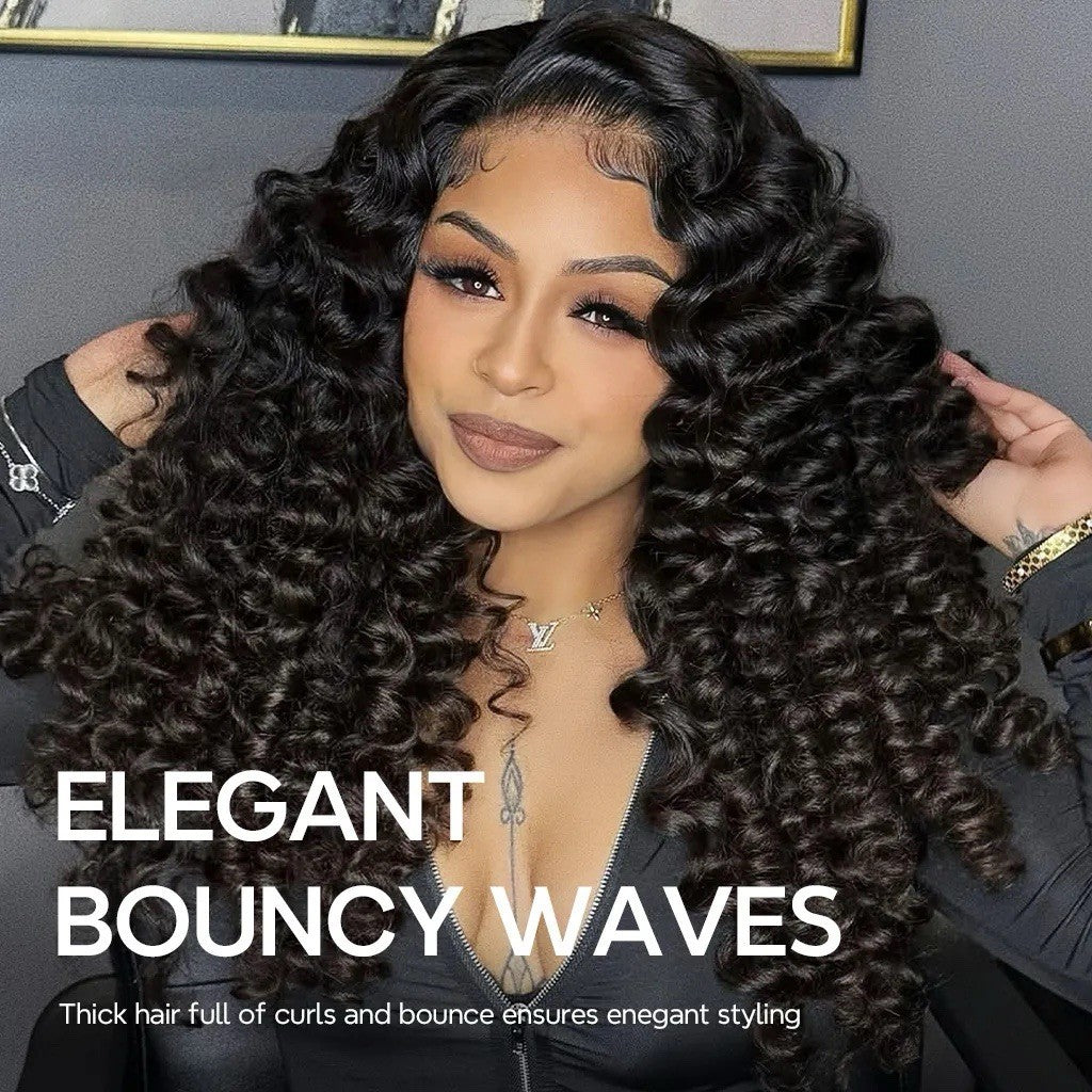 Bouncy Deep Wave Wig - Voluminous Density Ready to Wear Human Hair
