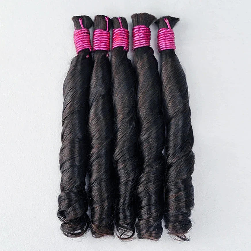 100g Human Hair Bulk for Braiding - French Curls, Boho Braids, Loose Wave