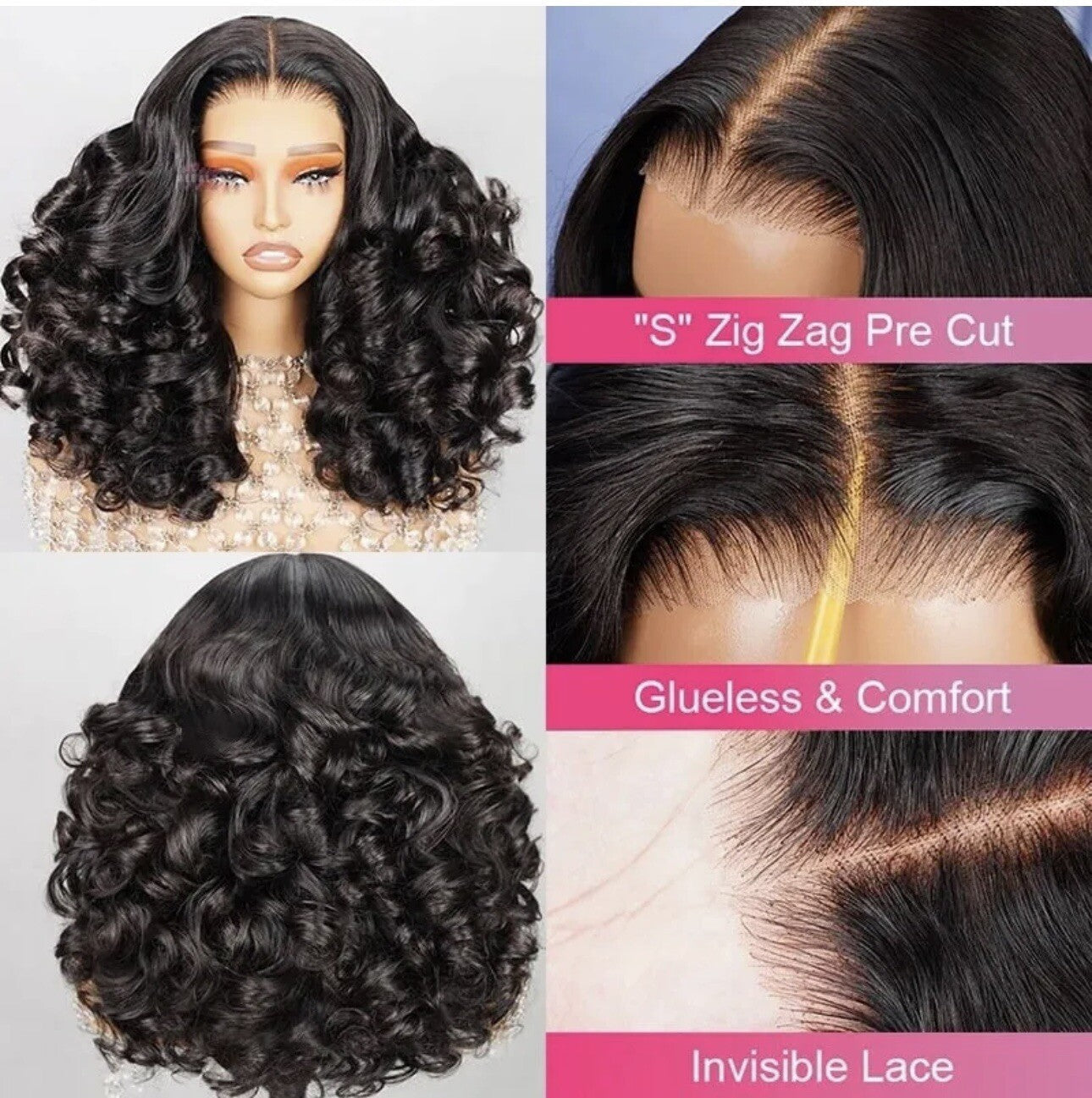 Chic Luxe Hair Full Glueless Wear & Go Bouncy Curly Lace Front Wig | 100% Human Hair
