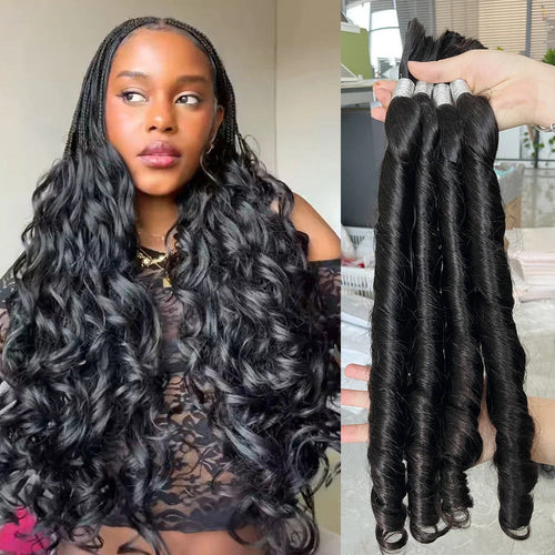 100g Human Hair Bulk for Braiding - French Curls, Boho Braids, Loose Wave