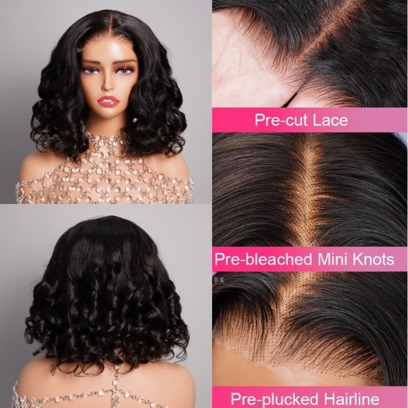 Glueless Wear & Go Curly Short Bob Wig | 250% Density | 100% Human Hair