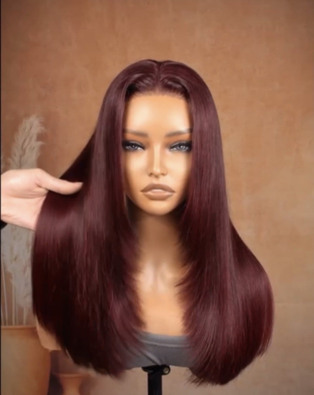 99J Burgundy Bone Straight Wig - Layered Cut HD Lace Glueless