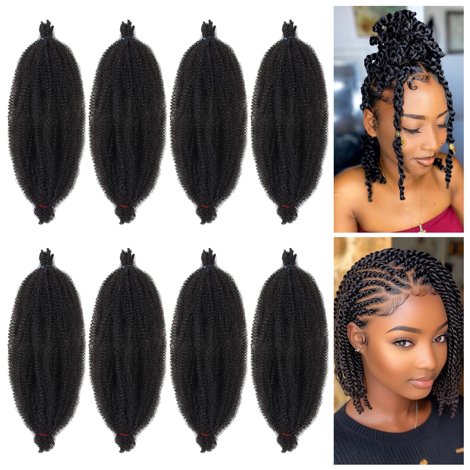 Pre-Separated Spring Twist Hair for Afro Marley Locs - Crochet Braiding Extensions