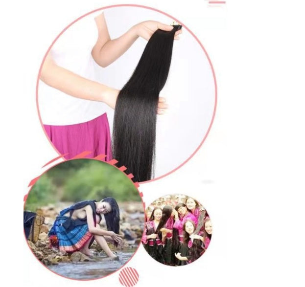 Straight Hair Topper - Natural Black Human Hair Patch