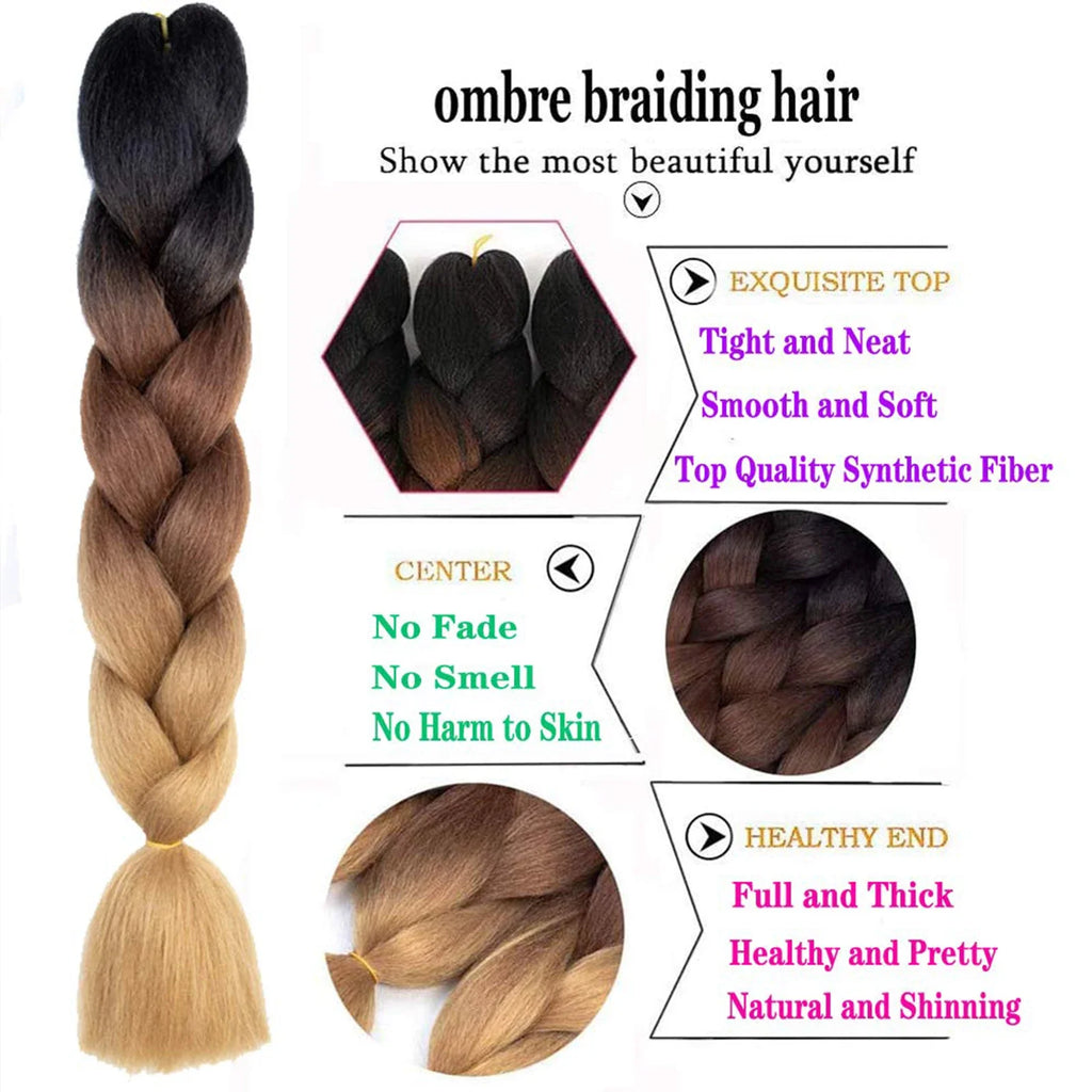 Ombre Jumbo Braiding Hair - Synthetic 24 Inch