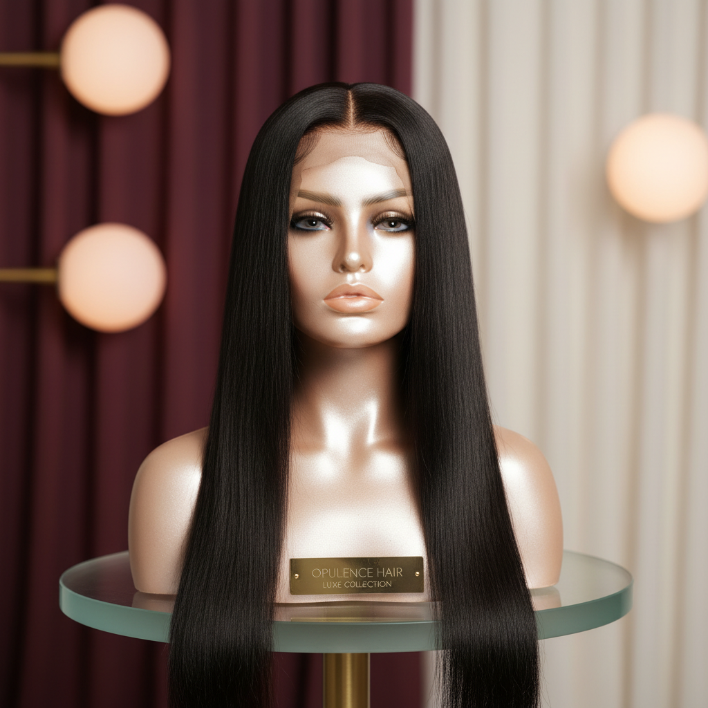 Black Straight Raw Hair Wig Product Shot